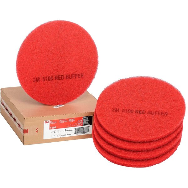 3M Buffer Pad 5100, 17, Red, 5PK 7000000662